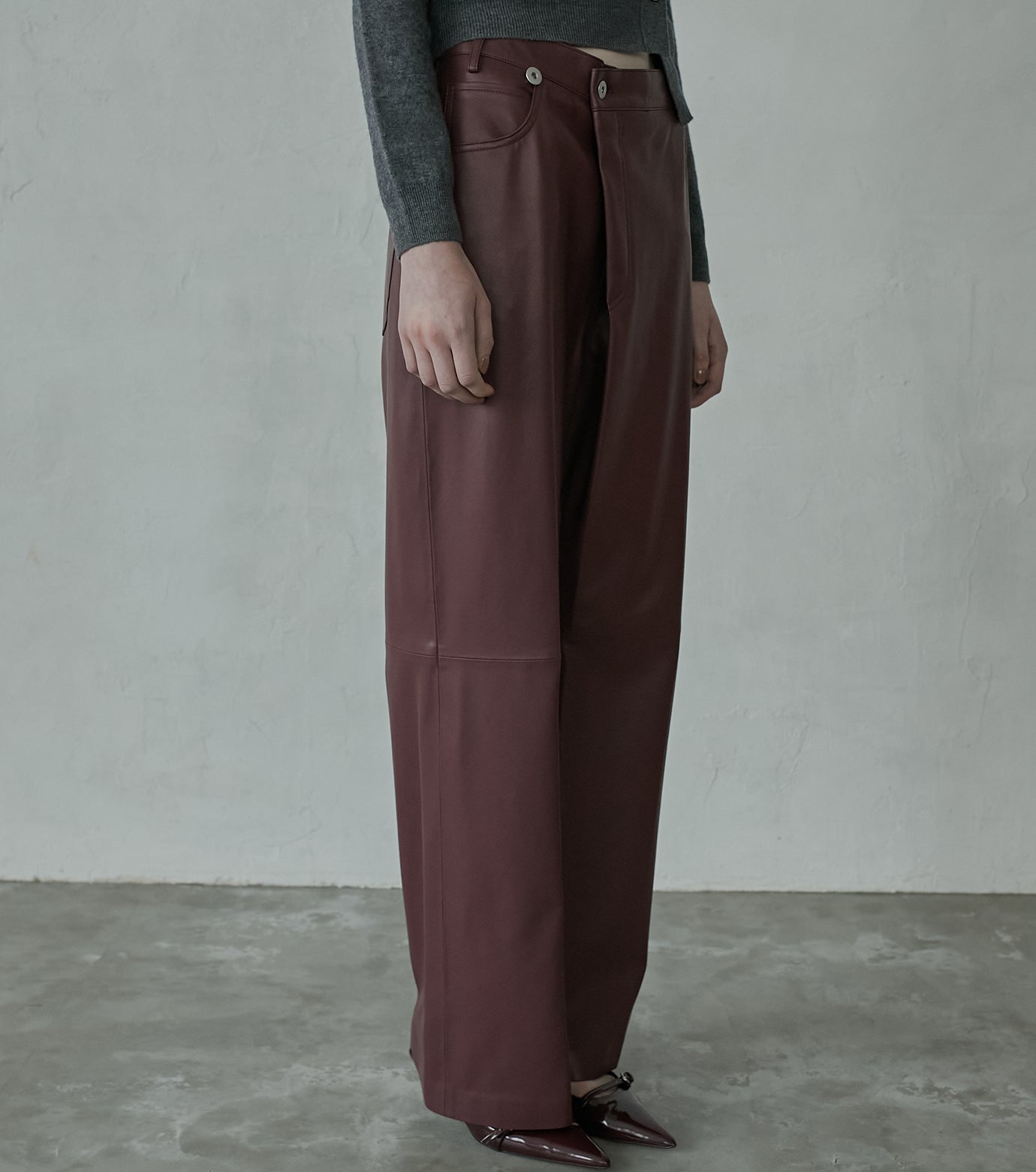 Asymmetry Leather Pants