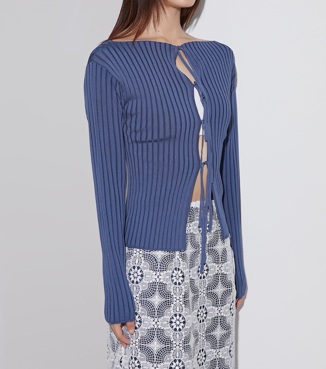 Lace-up Rib Knit