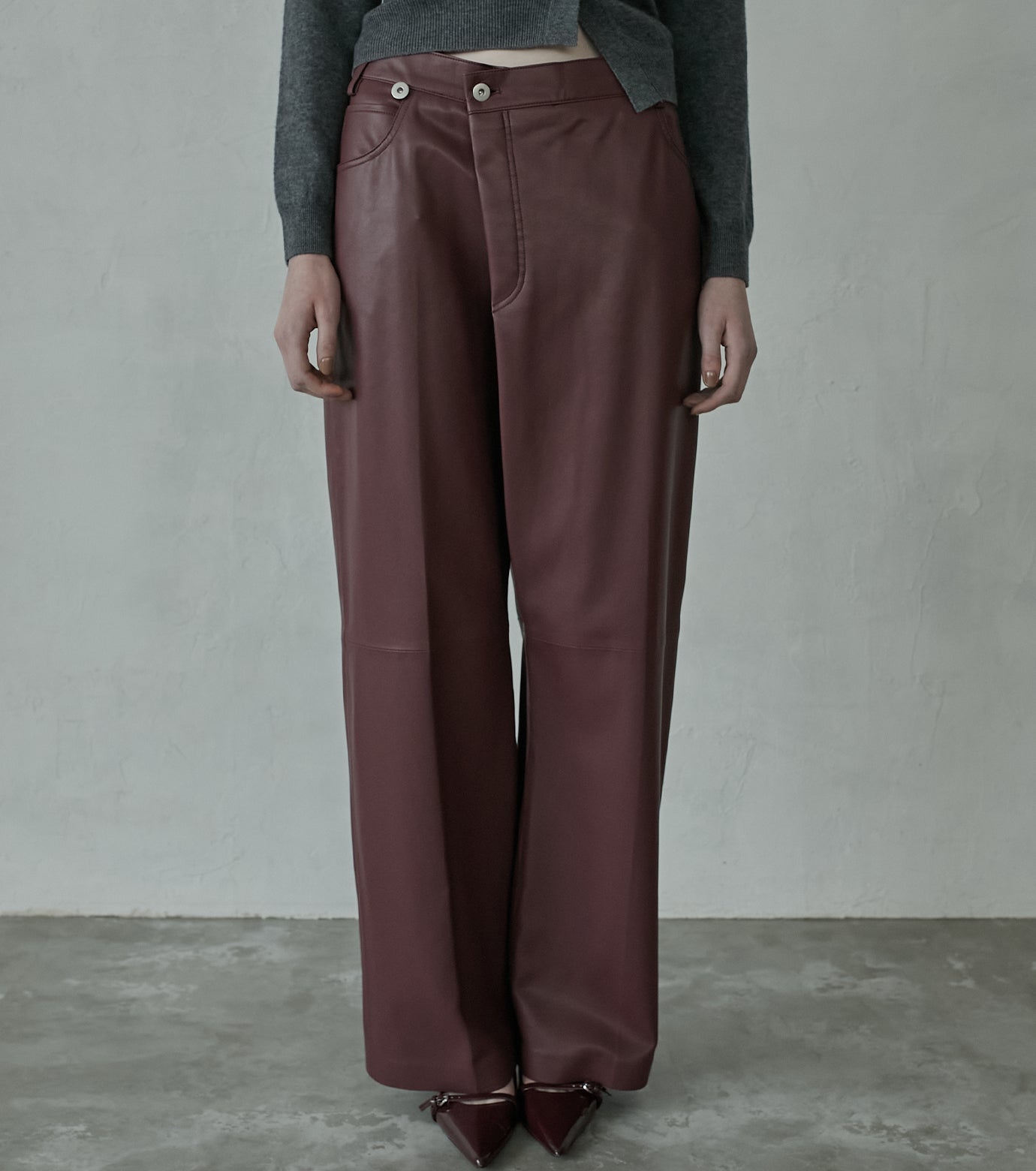 Asymmetry Leather Pants