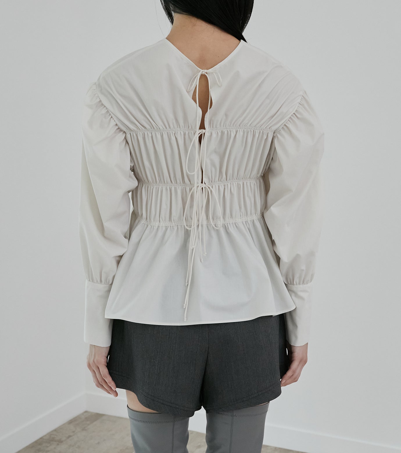 Back Ribbon Shirring Blouse