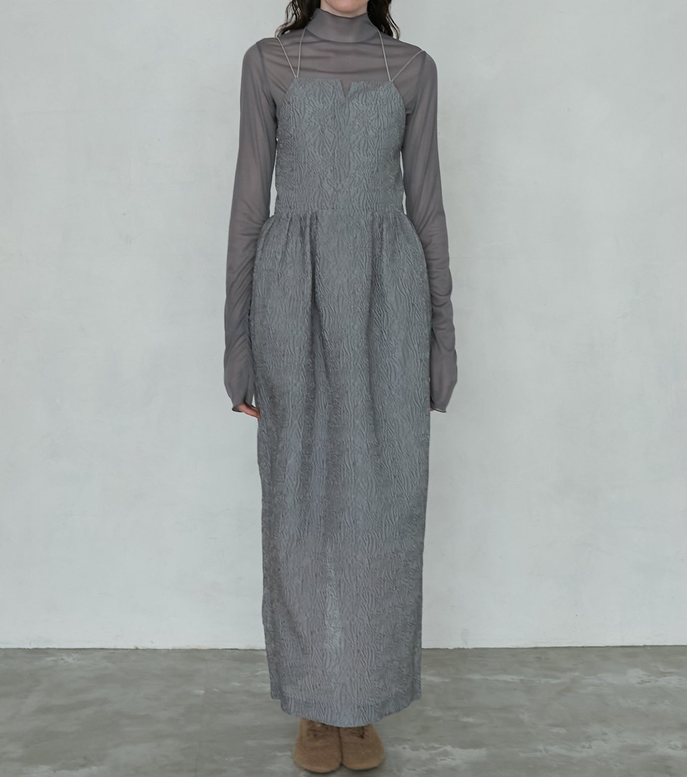 Halterneck Barrel Jacquard Dress