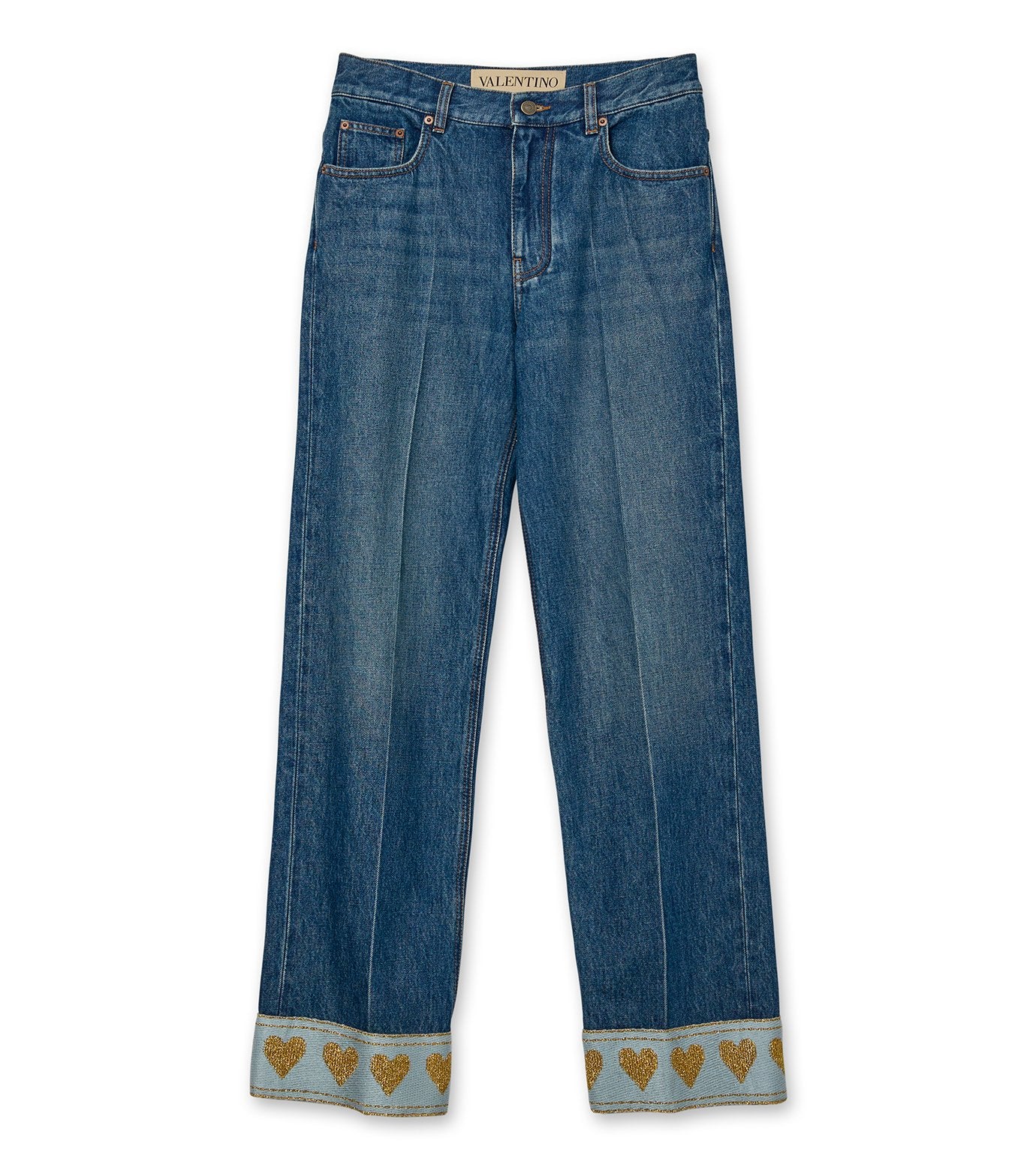 Denim Solid w/Heart Jacquard