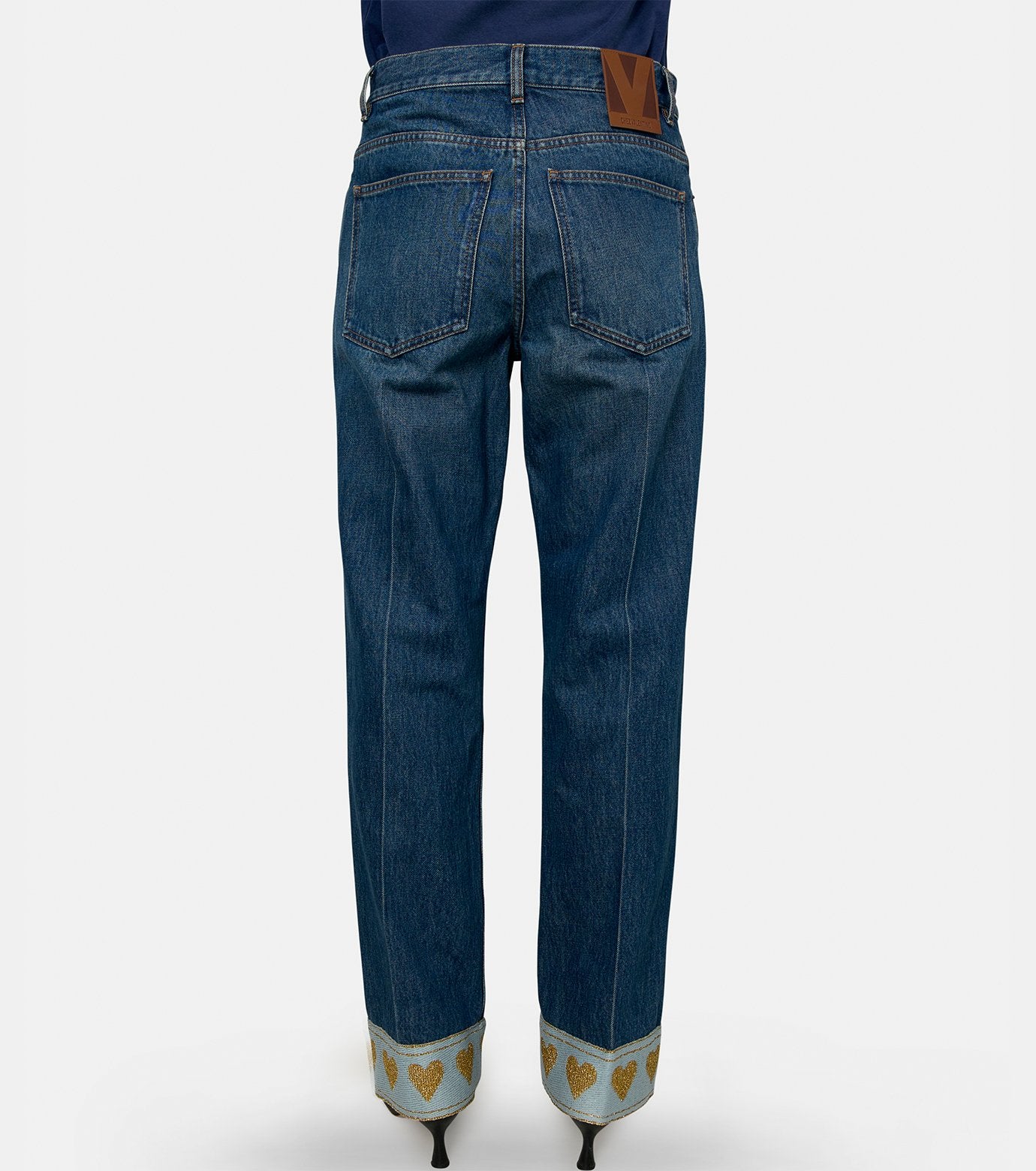 Denim Solid w/Heart Jacquard