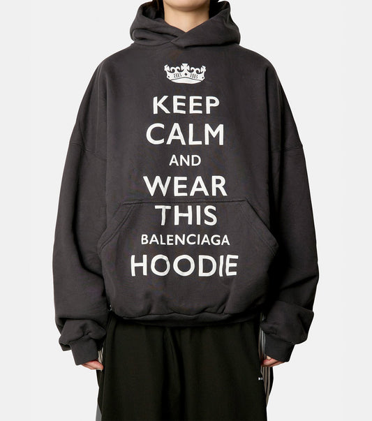 Keep Calm Molleton Large Fit Hoodie