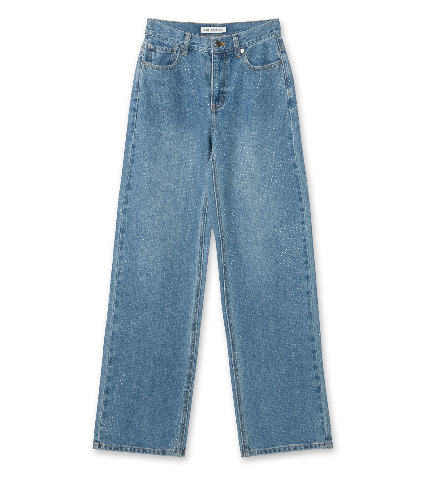 Rhinestone Denim Straight Leg Jeans