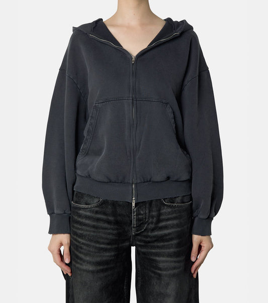 Lace-Up Zip-Up Hoodie