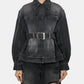 Sculpted Belt Detail Denim Jacket