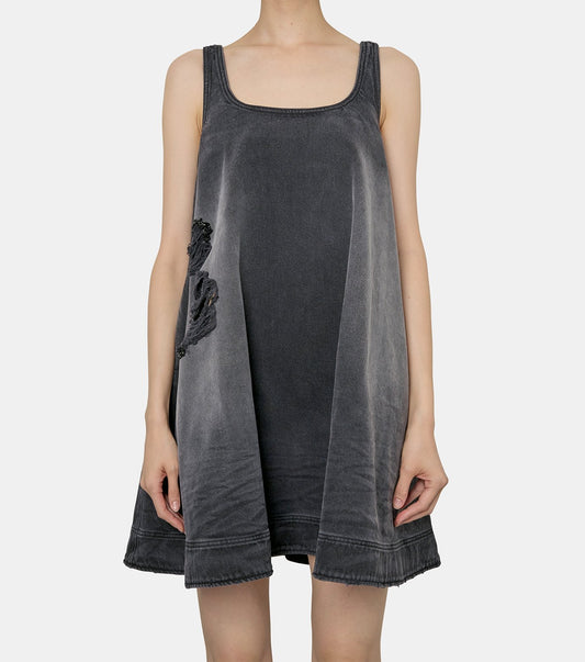 A-line Denim Mini Dress w/Emb