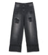 Distressed Straight Leg Jeans w/Emb