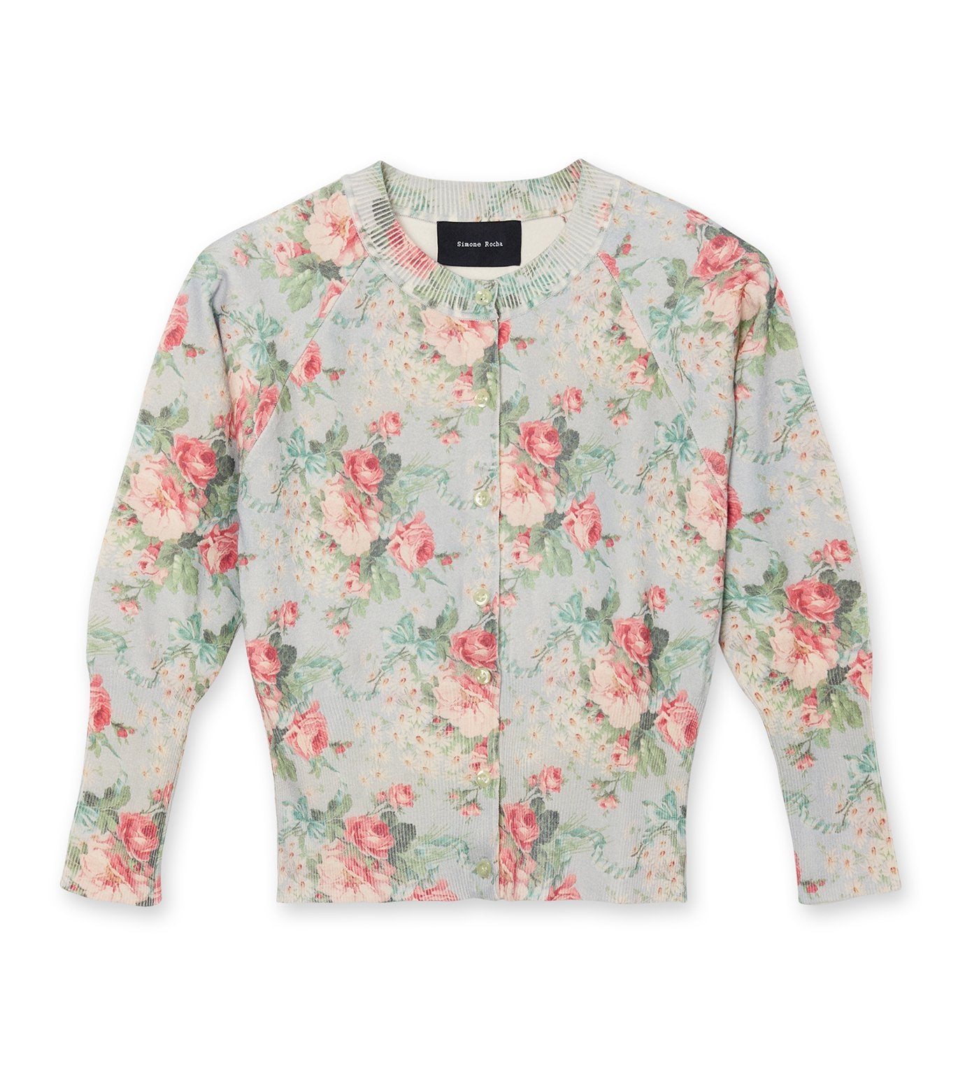 Shrunken Floral Knit Cardigan