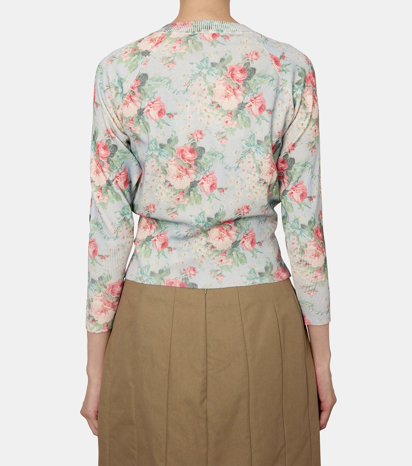 Shrunken Floral Knit Cardigan