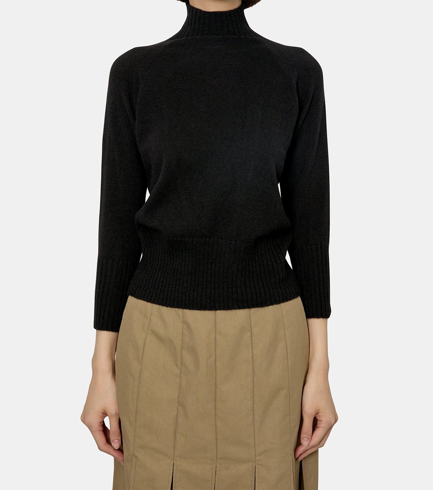 Back Ribbon Dtl High Neck Cashmere