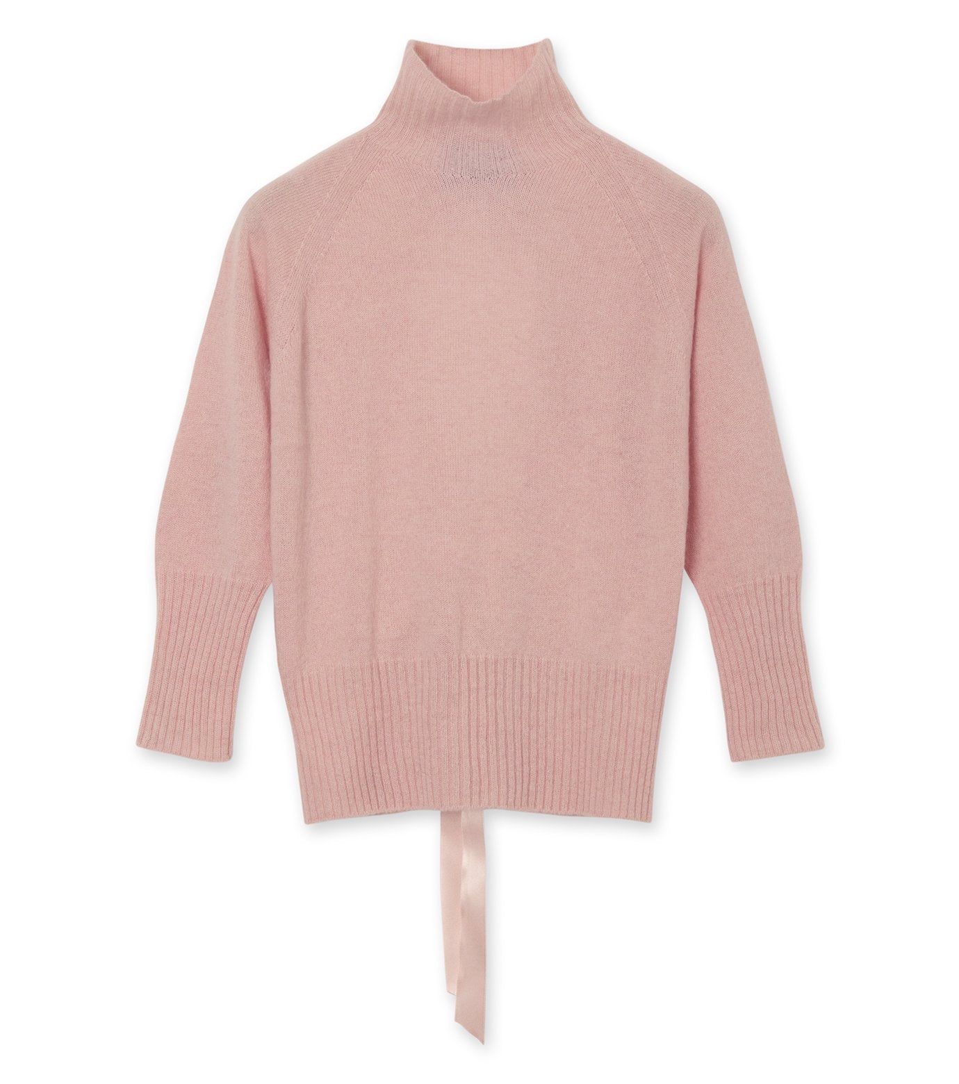 Back Ribbon Dtl High Neck Cashmere