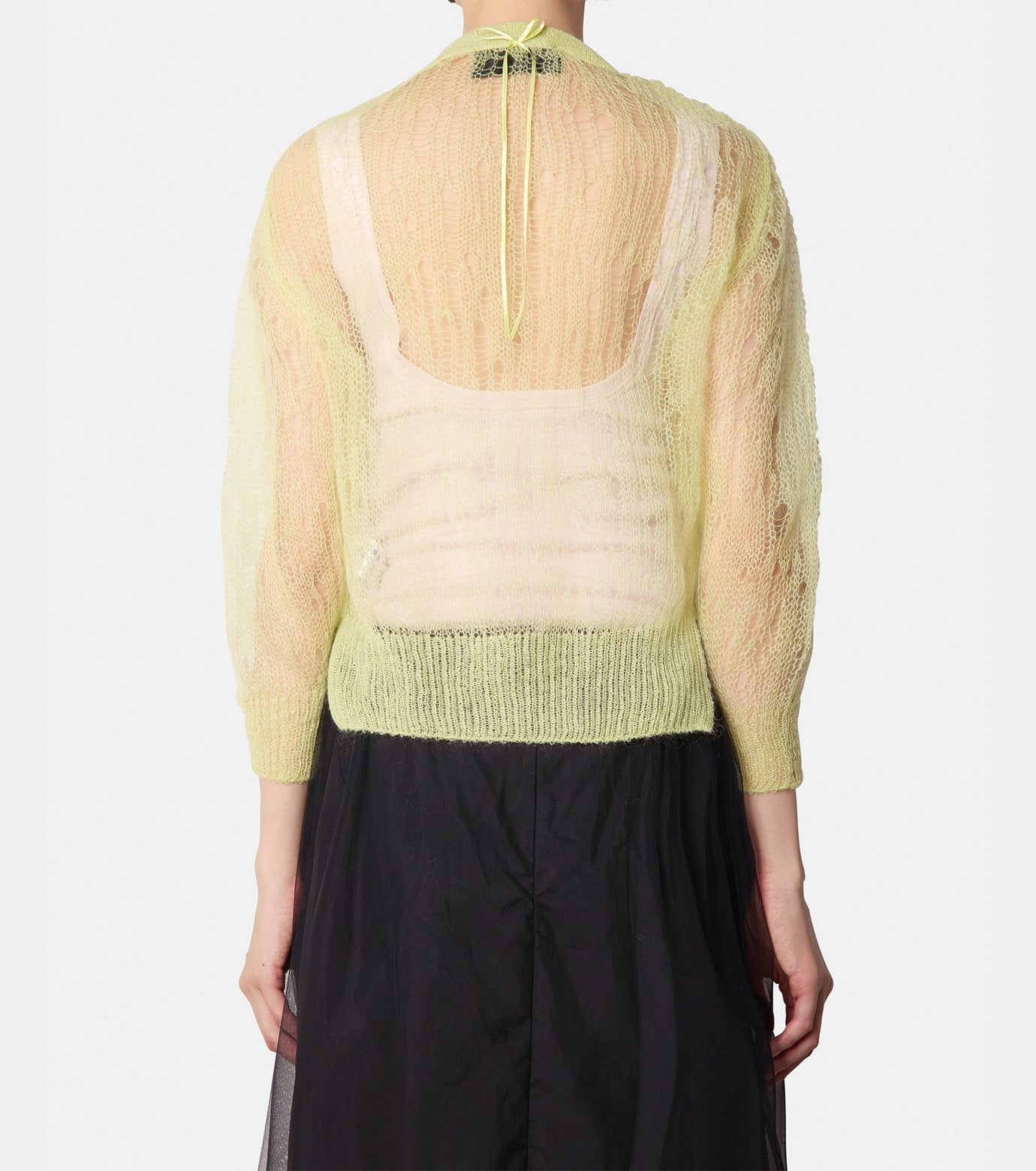 Cropped LS Cardigan w/Bow Ribbon