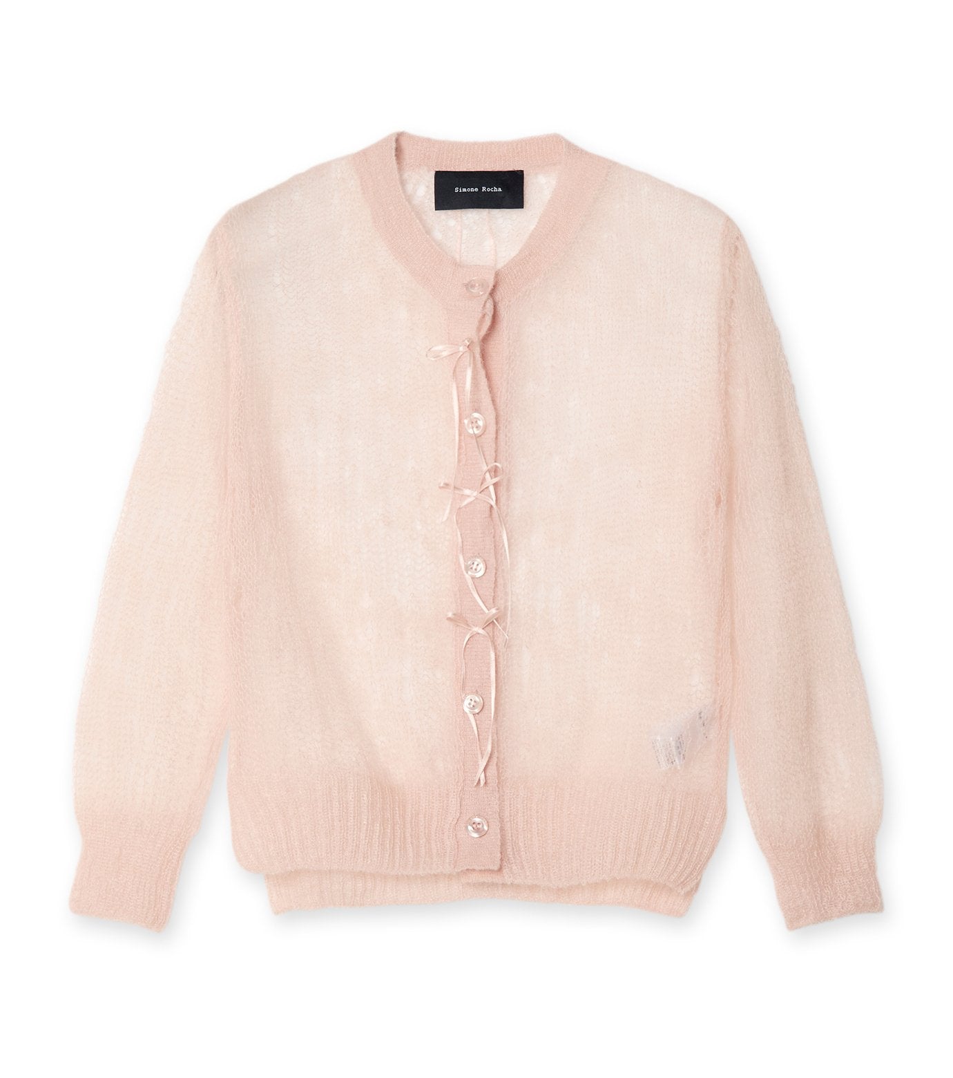 Cropped LS Cardigan w/Bow Ribbon