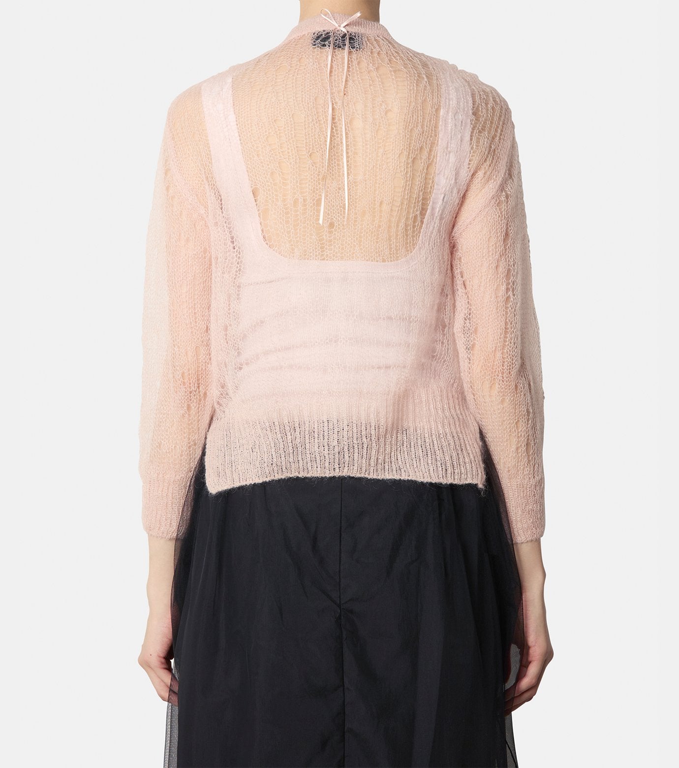 Cropped LS Cardigan w/Bow Ribbon