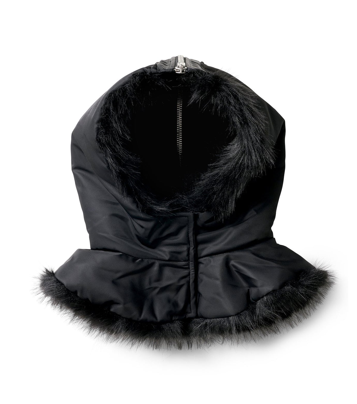 Split Faux Fur Zip Hood