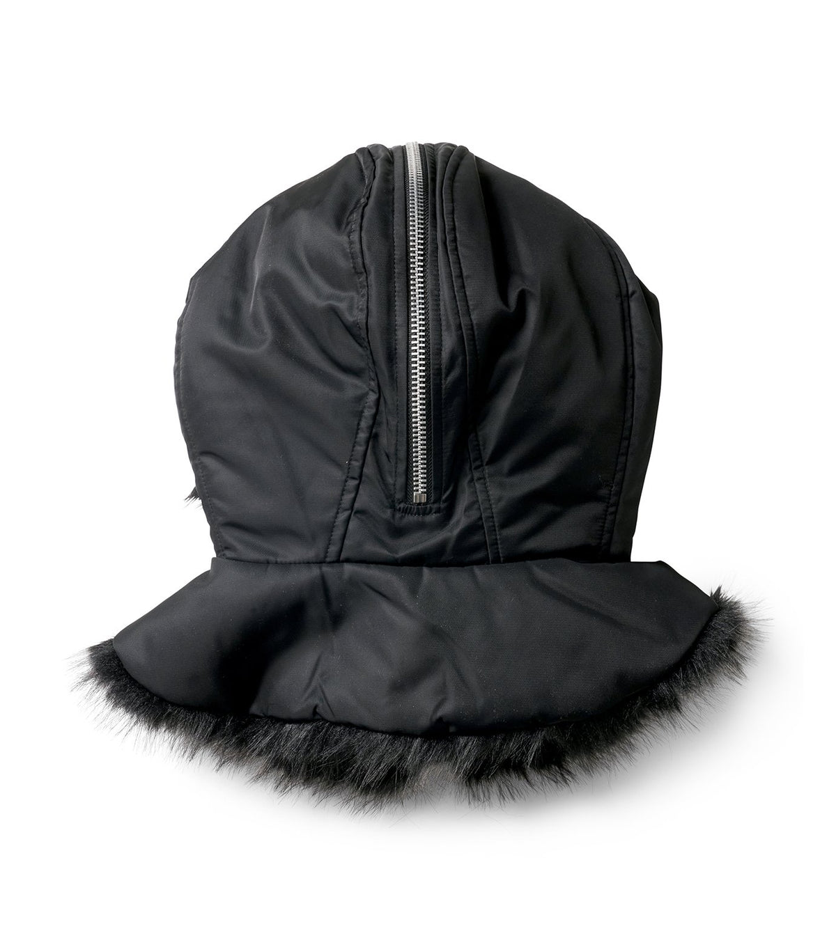 Split Faux Fur Zip Hood