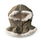 Split Faux Fur Zip Hood