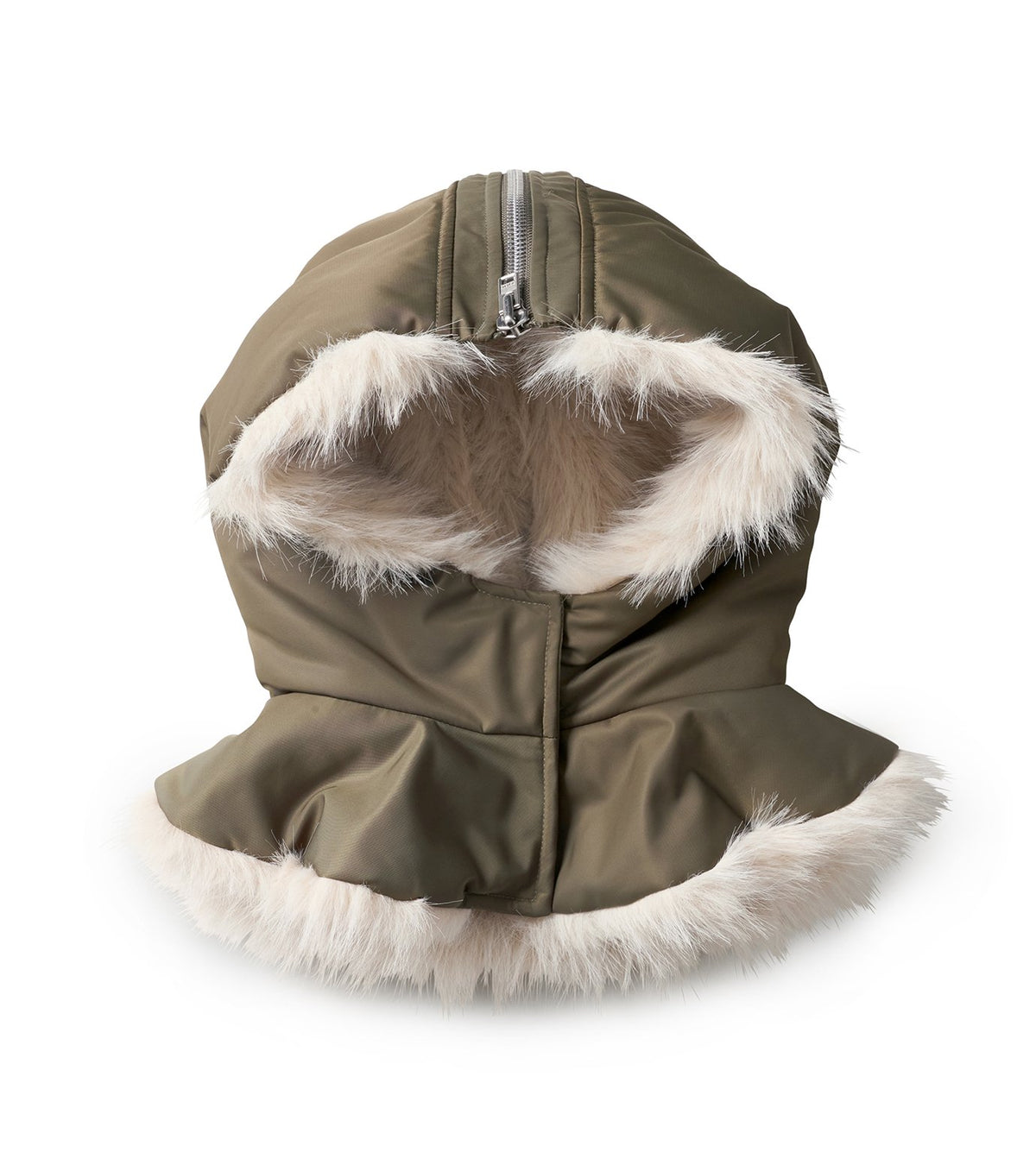 Split Faux Fur Zip Hood