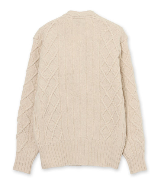 Cable Knit Slash Cardigan w/Emb