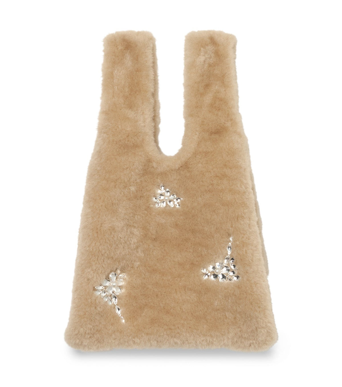 Mini Faux Fur Shopper Bag w/Emb