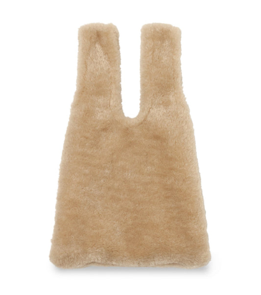 Mini Faux Fur Shopper Bag w/Emb