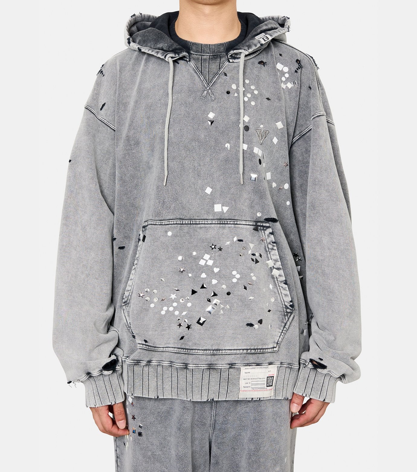 EMBELLISHED BLEACHED HOODIE