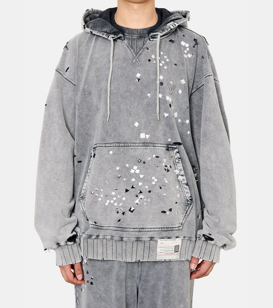 EMBELLISHED BLEACHED HOODIE