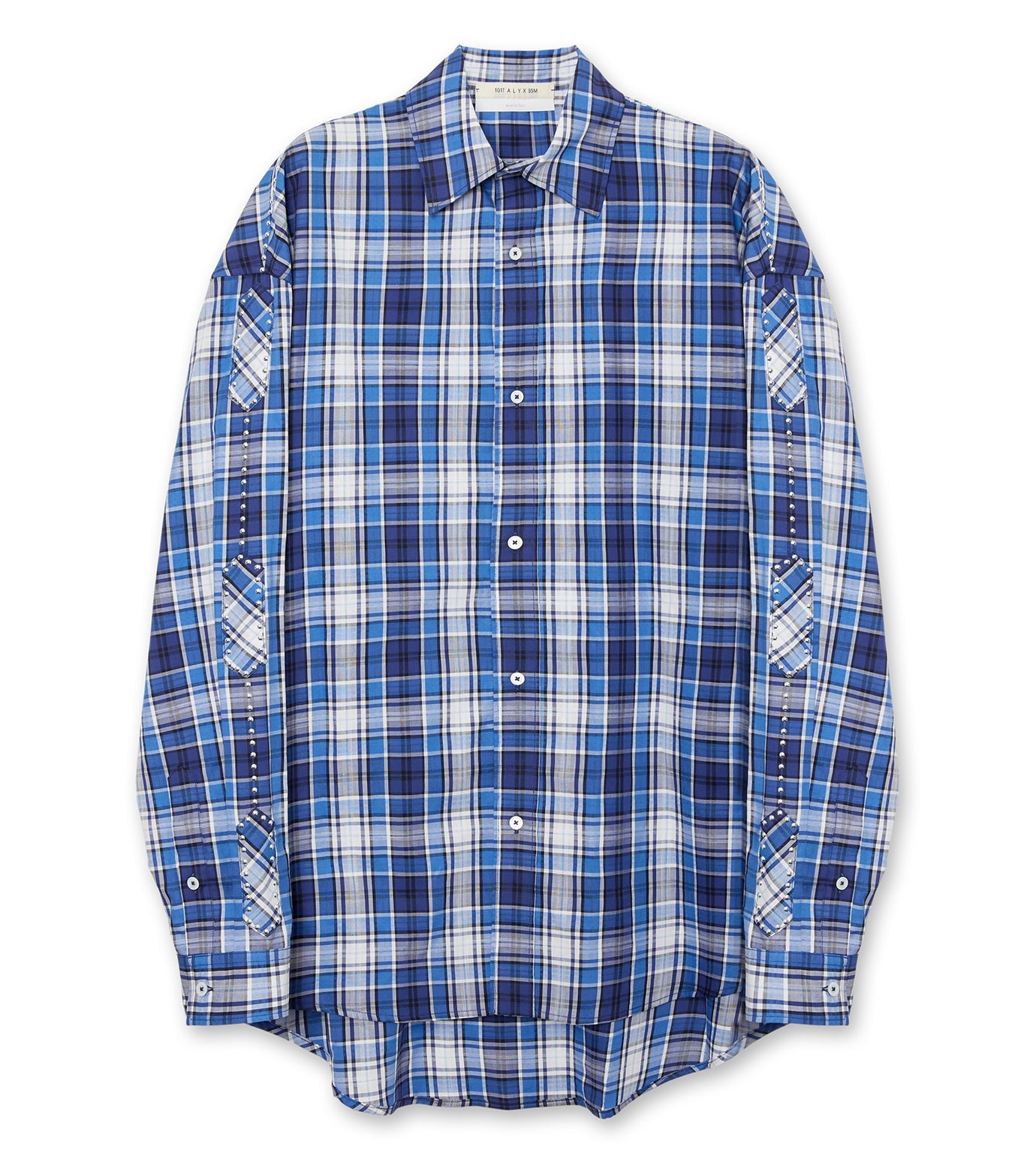 STUD-EMBELLISHED L/S PLAID SHIRT