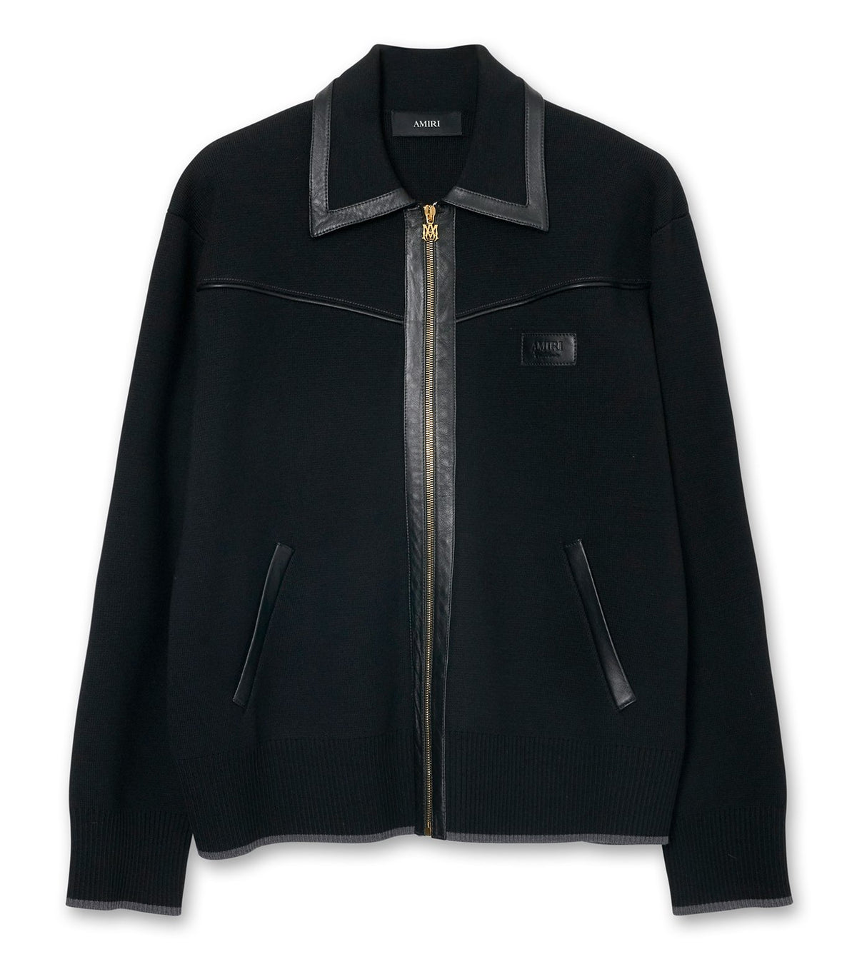 LEATHER TRIM ZIPPED BLOUSON