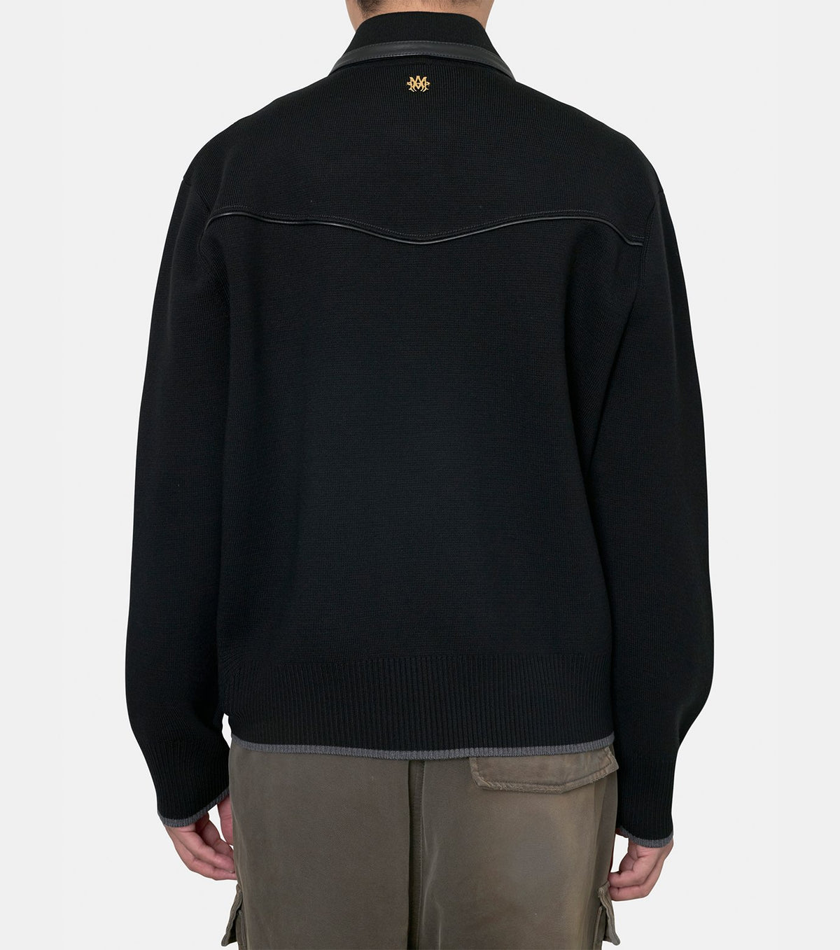 LEATHER TRIM ZIPPED BLOUSON