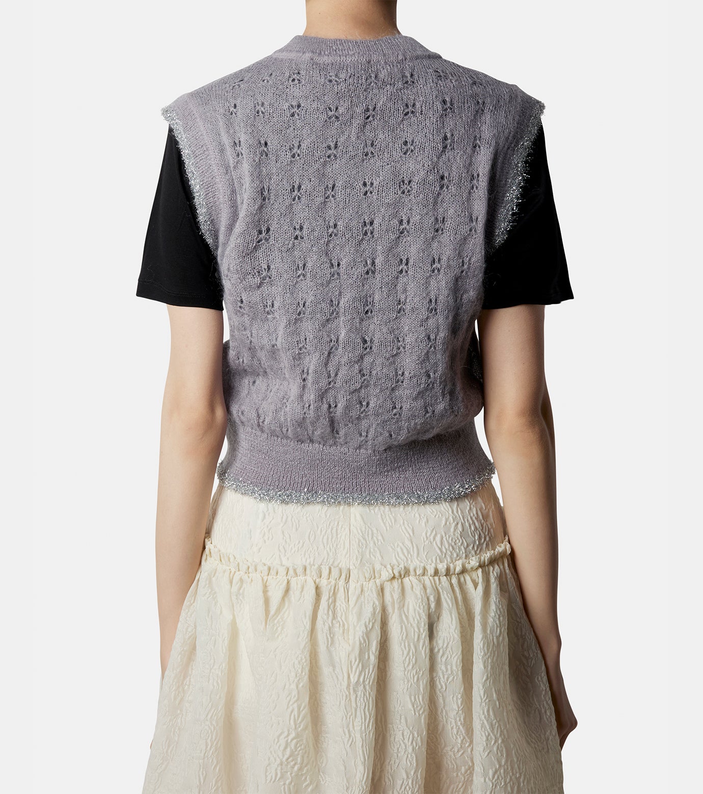 Knit Vest w/Tinsel Trim