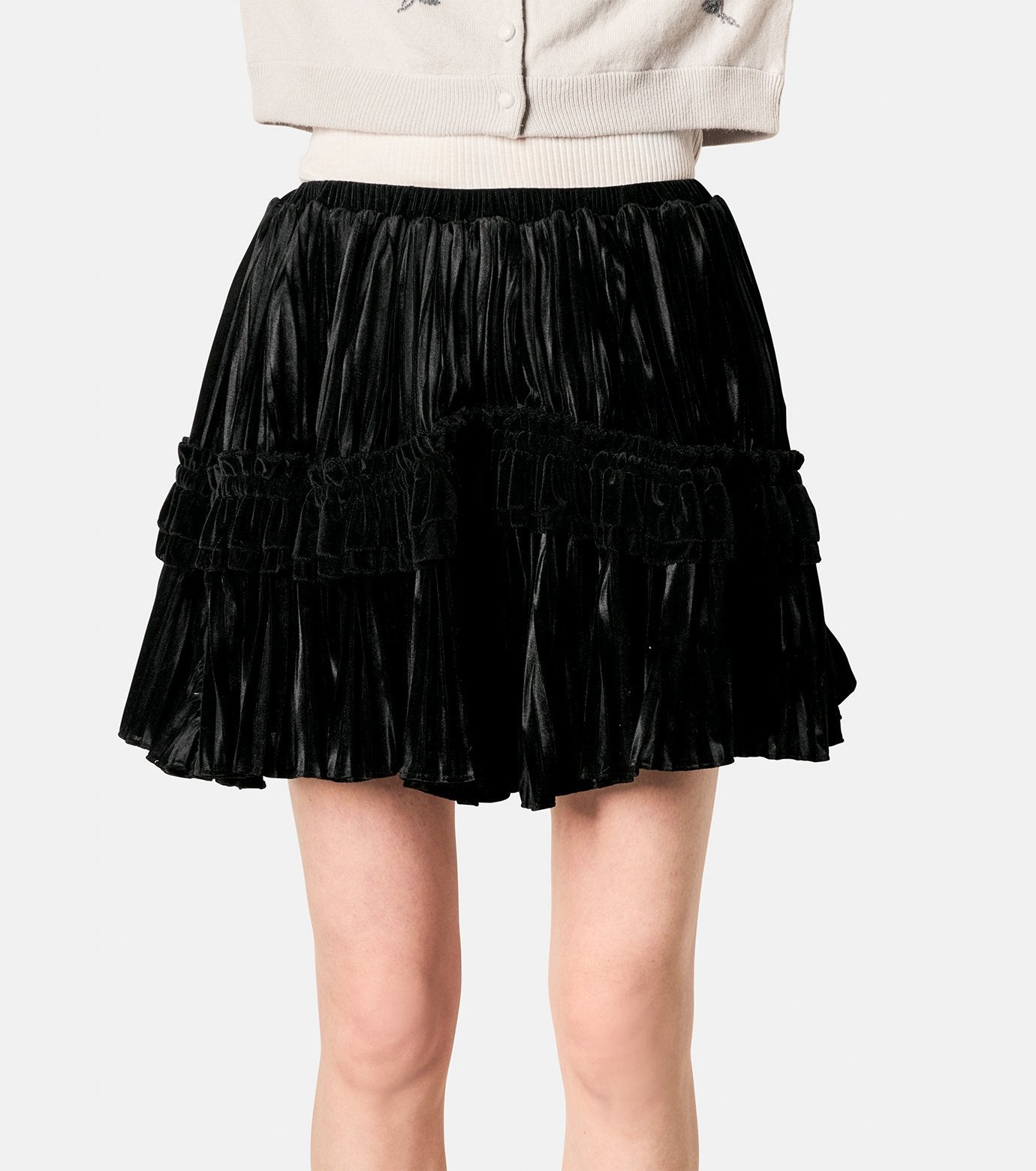 Ruffle Velvet Skirt