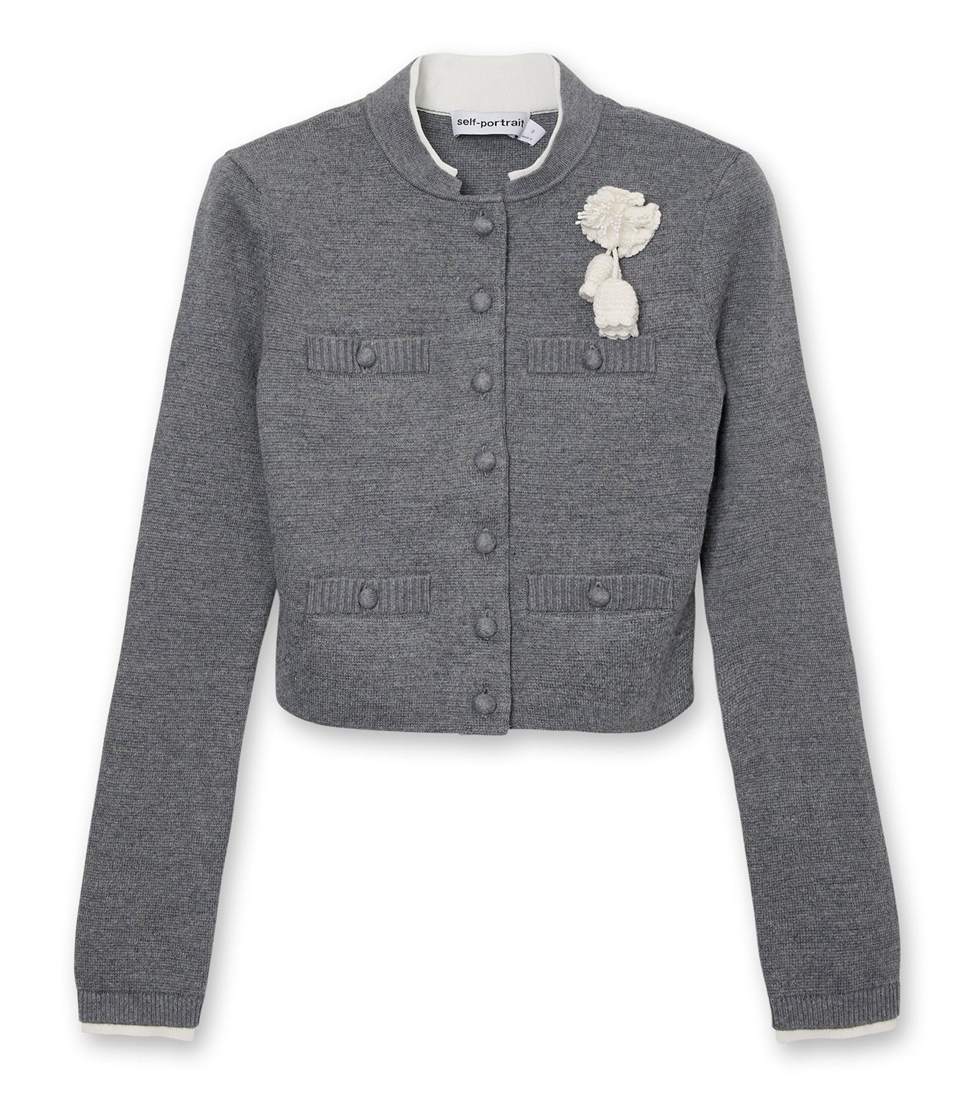 Grey Crochet Flower Cardigan