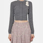 Grey Crochet Flower Cardigan