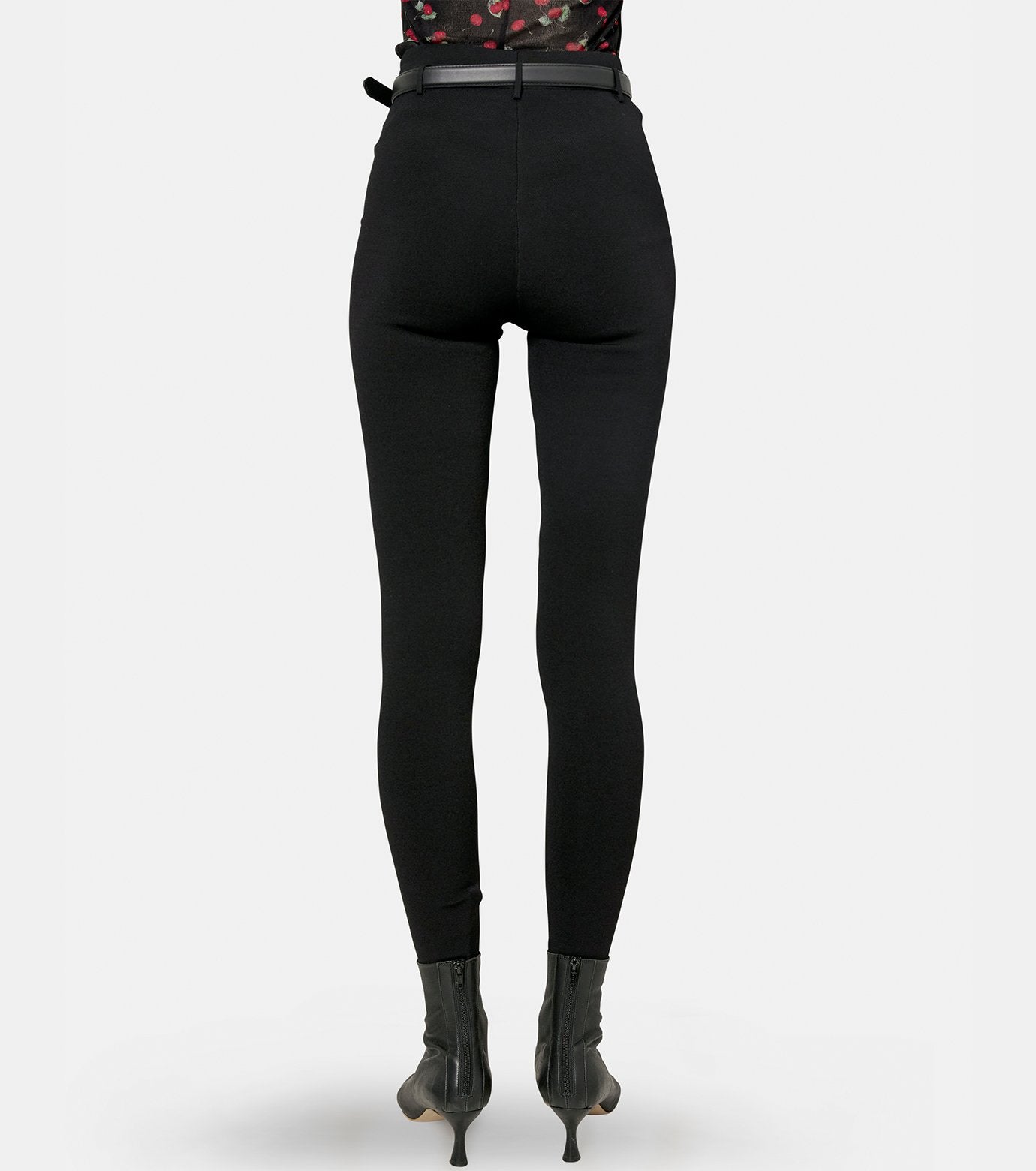 Black Belted Knit Leggings