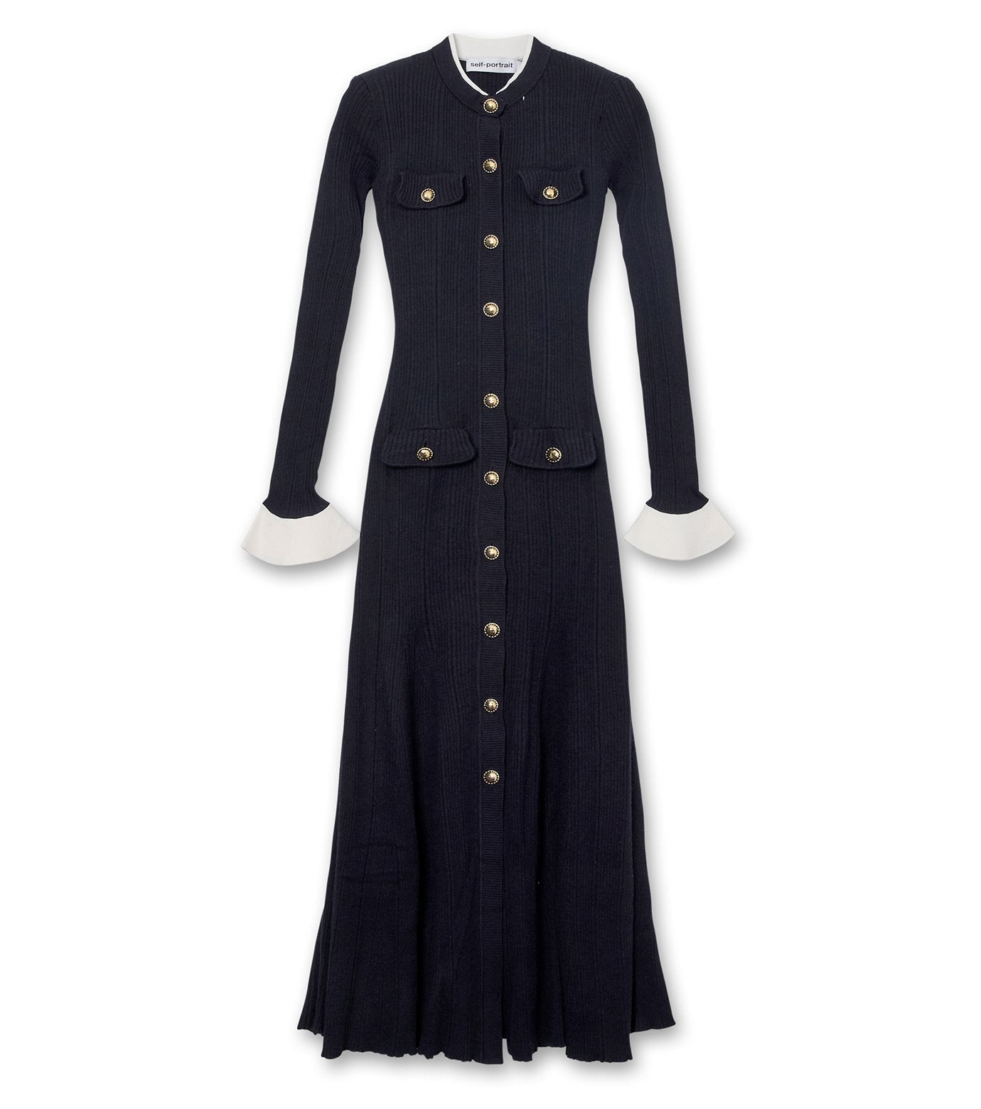 Navy Viscose Knit Midi Dress