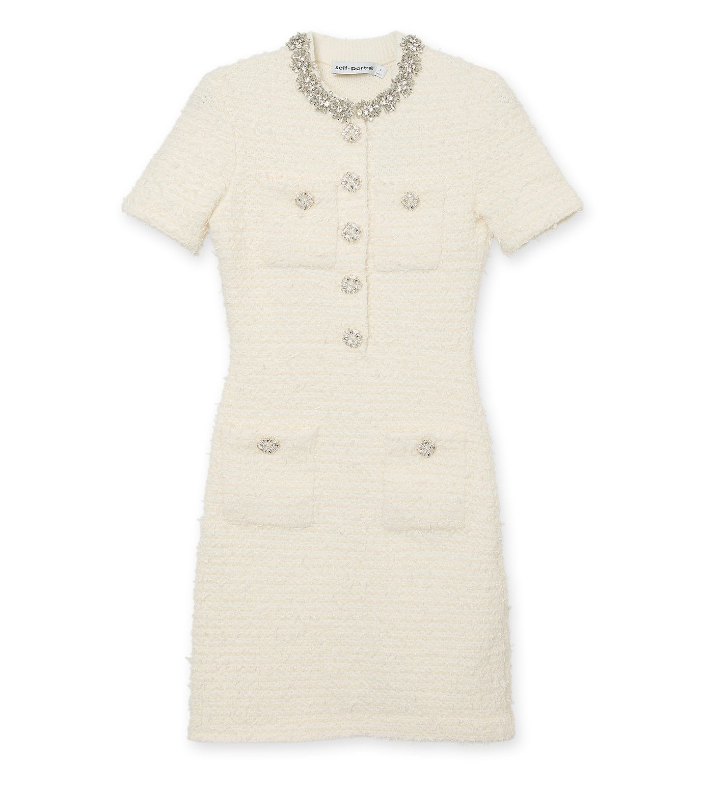 Cream Textured Knit Mini Dress