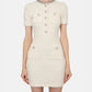 Cream Textured Knit Mini Dress