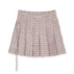 Pink Boucle Crystal Belt Mini Skirt