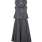 Grey Wool Tailored Midi Dress