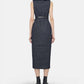 Grey Herringbone Wool Midi Dress