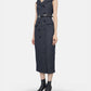 Grey Herringbone Wool Midi Dress