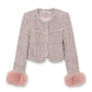 Pink Boucle Fur Cuff Jacket