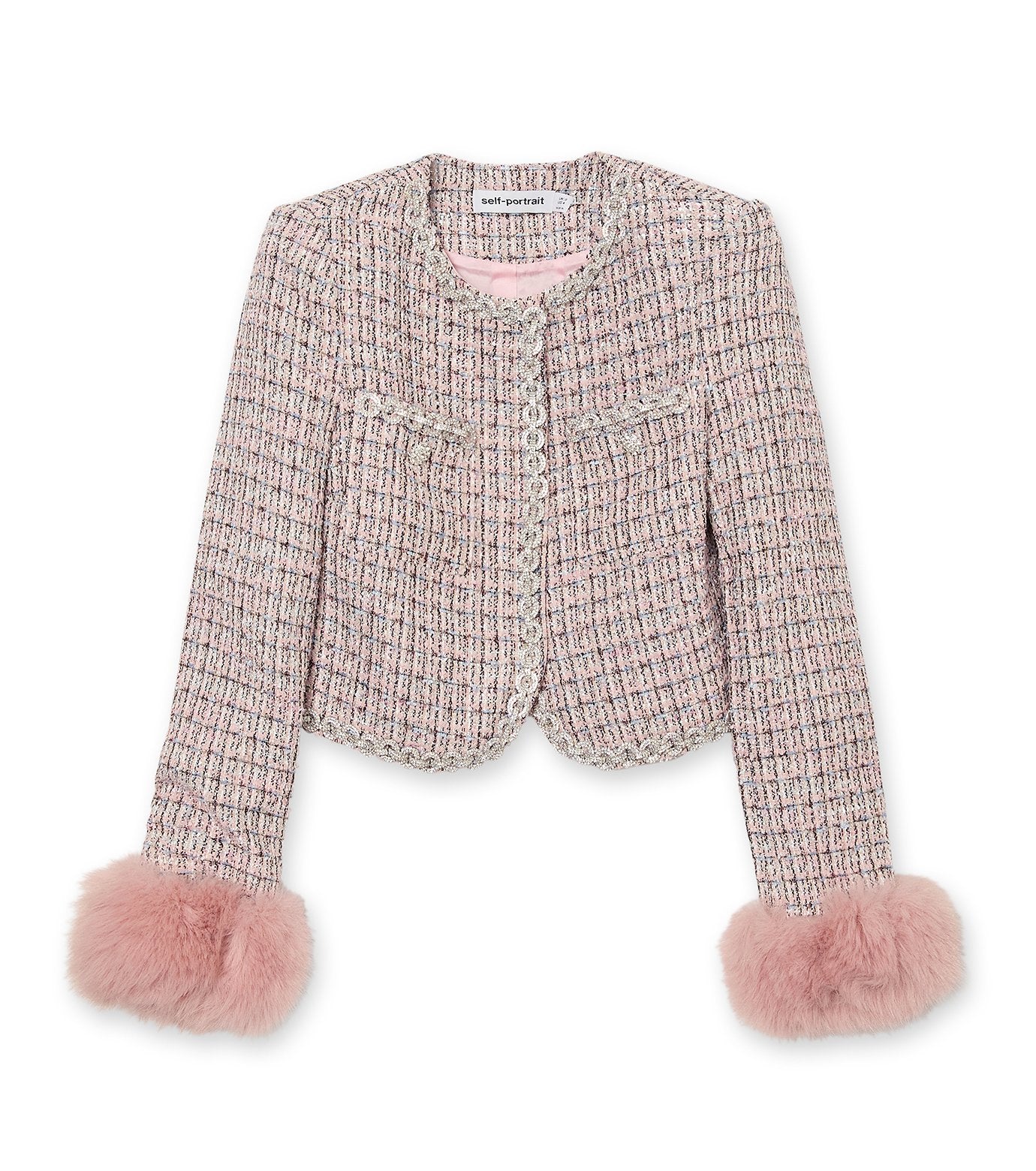 Pink Boucle Fur Cuff Jacket