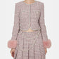 Pink Boucle Fur Cuff Jacket