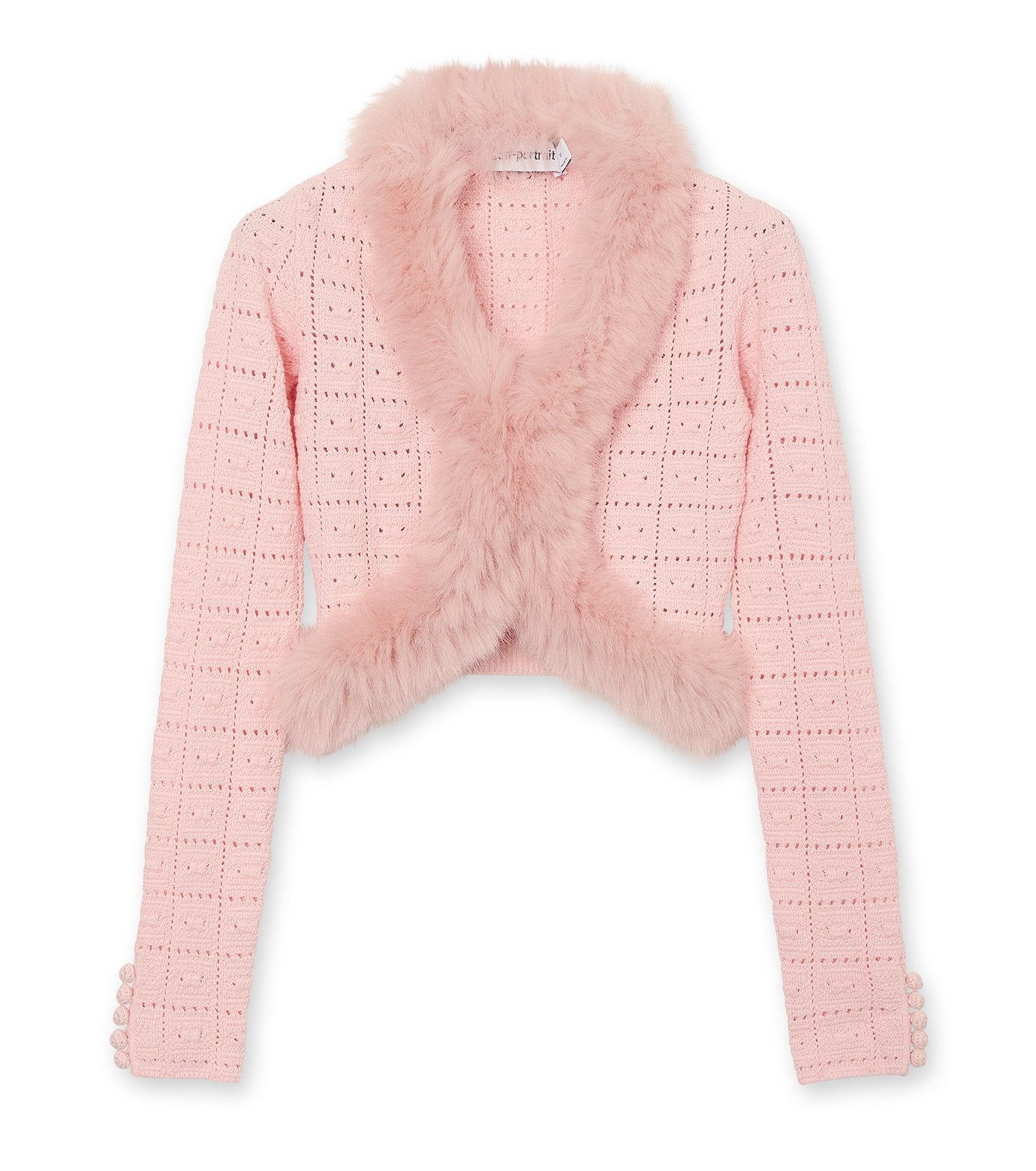 Pink Fur Collar Cardigan