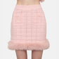 Pink Fur Hem Knit Skirt