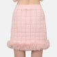 Pink Fur Hem Knit Skirt